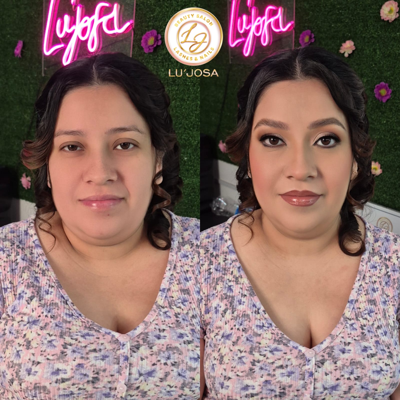 Maquillaje social profesional — antes y después
